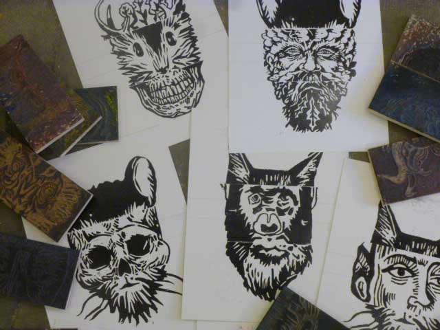 Atelier gravure impression « Bas les Masques »